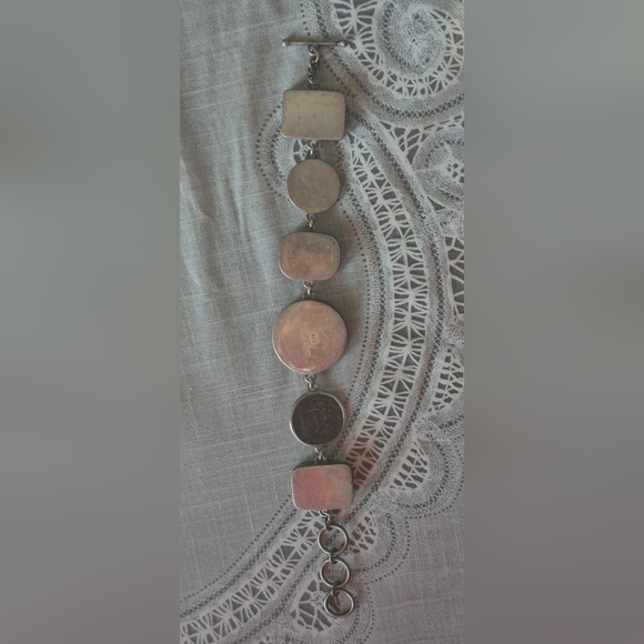 925 Silver&Multi-stoned vintage toggle bracelet made by Sandy Baker 8.268" - Picture 11 of 16